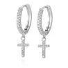 Round crystal hoops earrings with crossEarrings