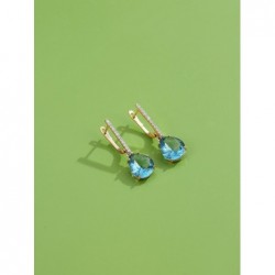 Modieuze gouden oorbellen - blauwe kristallen waterdruppelsOorbellen
