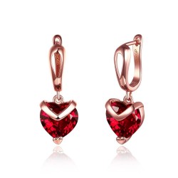 Heart Shape Fashion Earrings For Women Statement Transparent Red Zircon Rose Gold Korea Drop Earring Jewelry Hot