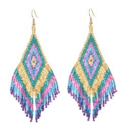 Ethnic style long earrings - with crystals beadsEarrings