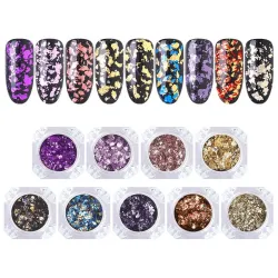 Nail art glitter - kameleon / pailletten / gemengde kleuren vlokkenNagellak
