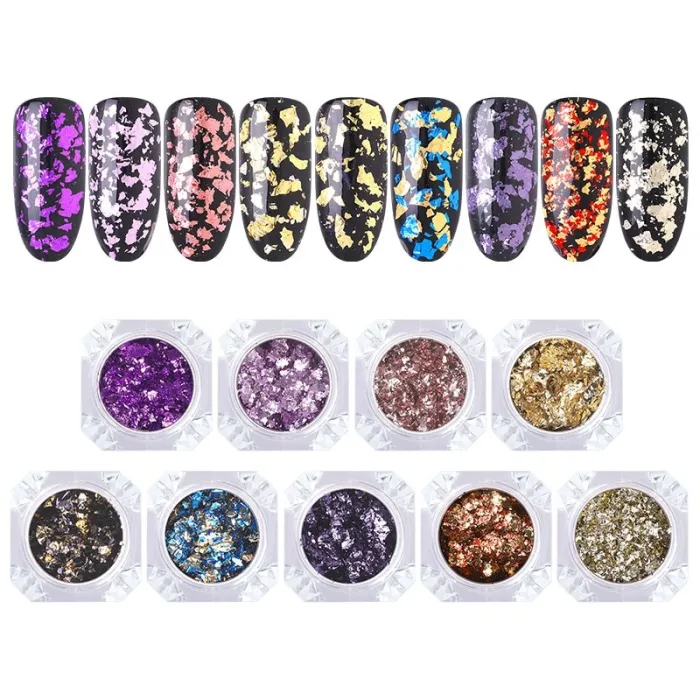 Nail art glitter - kameleon / pailletten / gemengde kleuren vlokkenNagellak