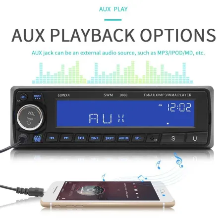 SWM-1088 - autoradio - Bluetooth - 1 DIN - AUX-in - TF - U disk - MP3-spelerAuto's & Voertuigen