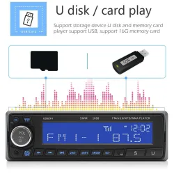SWM-1088 - autoradio - Bluetooth - 1 DIN - AUX-in - TF - U disk - MP3-spelerAuto's & Voertuigen