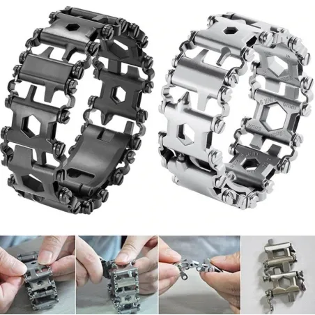 29 in 1 multi tool - stainless steel bracelet - screwdriver / bottle opener / allen wrenchBracelets