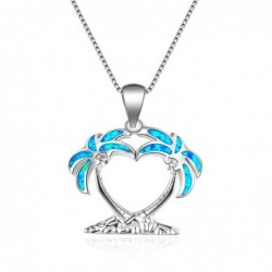 Coconut tree pendant - with blue opal - necklaceNecklaces