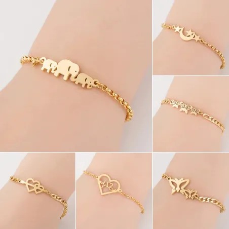 Elegante roestvrijstalen armband - olifanten / vlinders / hartenArmbanden