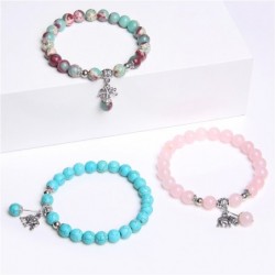 Fashionable bracelet with elephant - natural stone - chalcedony / turquoise / shoushan stone / malachite / quartzBracelets