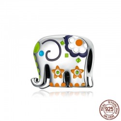 Thailand olifant - kleurrijk email - 925 sterling zilver - bedel voor armbandArmbanden