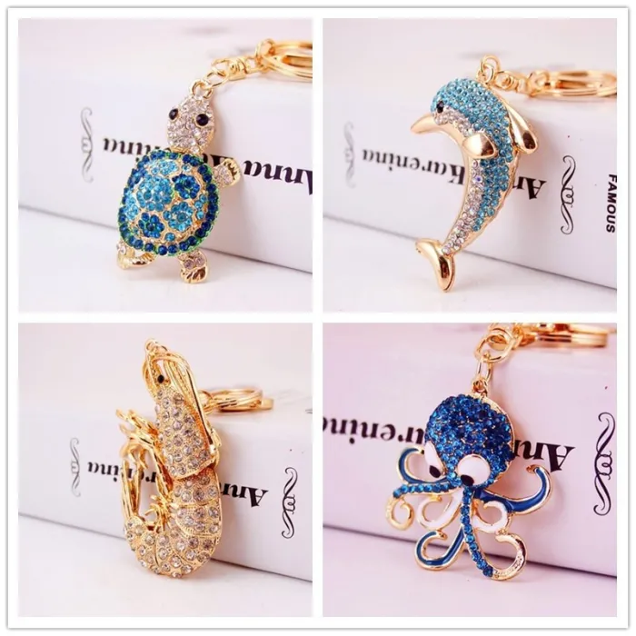 Strass sleutelhanger - schildpad / octopus / zeesterSleutelhangers