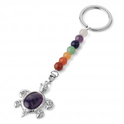Keychain with turtle - natural stone / colorful beadsKeyrings
