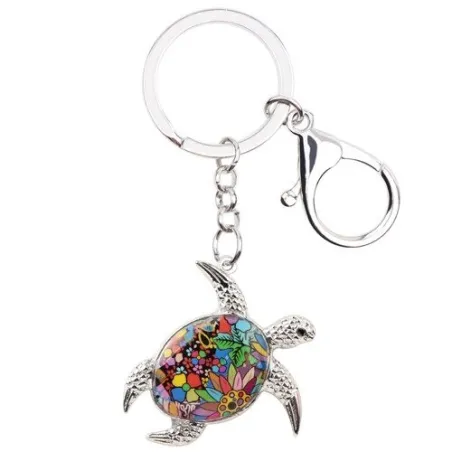 Metalen sleutelhanger met emaille zeeschildpadSleutelhangers