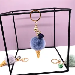 Metalen sleutelhanger - met een pluizige ijshangerSleutelhangers