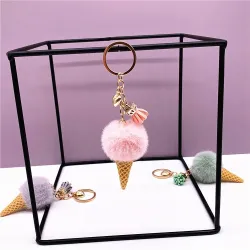 Metalen sleutelhanger - met een pluizige ijshangerSleutelhangers