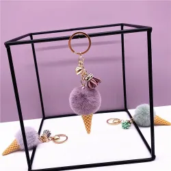 Metalen sleutelhanger - met een pluizige ijshangerSleutelhangers