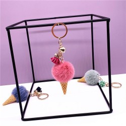 Metal keychain - with a fluffy ice cream pendantKeyrings