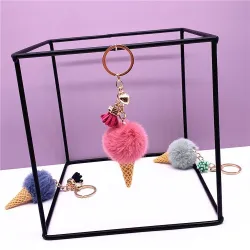 Metalen sleutelhanger - met een pluizige ijshangerSleutelhangers