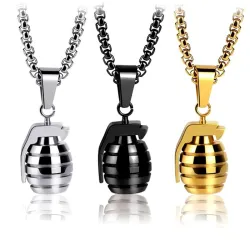Handgranaat hanger - met ketting - roestvrij staalKettingen
