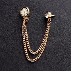 Broche met een Koreaanse trend - speld met een horloge en een kettingBroches