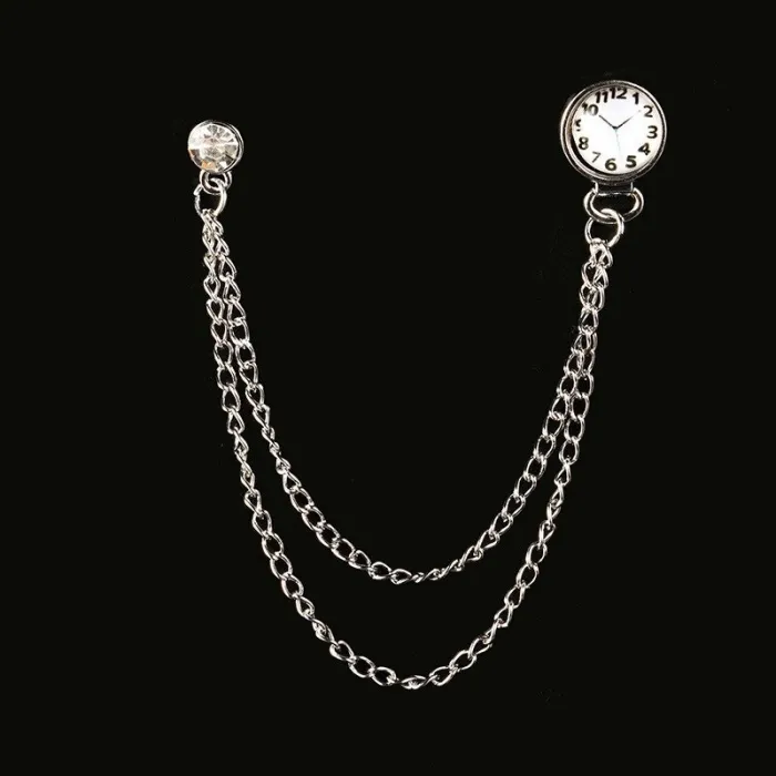 Broche met een Koreaanse trend - speld met een horloge en een kettingBroches