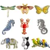 Retro kristallen broche met insecten - libel / vlinder / bij / olifant / katten / vogels / zeepaardjeBroches