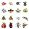 Kristallen broche met kleine insecten - bij / lieveheersbeestje / mieren / vogel / slakBroches