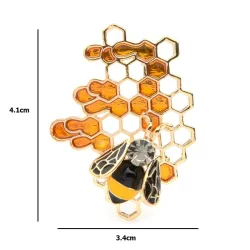 Emaille bij / honingraat - elegante brocheBroches