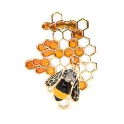 Emaille bij / honingraat - elegante brocheBroches