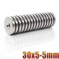 N35 - neodymium magneet - ronde verzonken schijf - 30 * 5mm - met 5mm gatN35