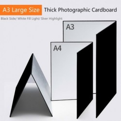 Dik fotokarton - opvouwbaar - wit / zwart / zilver reflecterend papier - A3 / A4Reflectieschermen