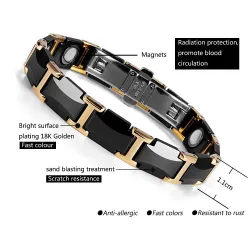 Magnetische armband - zwart keramisch wolfraamstaal - unisex - stralingsbeschermingSchermbeschermers