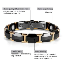 Magnetische armband - zwart keramisch wolfraamstaal - unisex - stralingsbeschermingSchermbeschermers