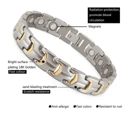 Modieuze magnetische gezondheidsarmband - titanium - stralingsbeschermingArmbanden