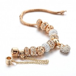 Luxurious gold bracelet - with crystal beads / heartBracelets