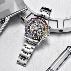 Pagani Design - luxe Quartz horloge met regenboog kristallen - automatisch uurwerkHorloges