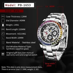 Pagani Design - luxe Quartz horloge met regenboog kristallen - automatisch uurwerkHorloges