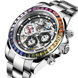 Pagani Design - luxe Quartz horloge met regenboog kristallen - automatisch uurwerkHorloges
