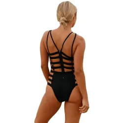 Sexy badpak uit één stuk - uitgeholde strepen - zonder rugBadkleding