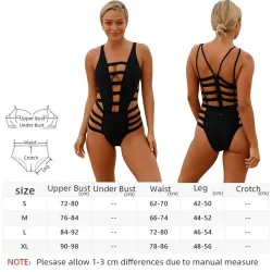 Sexy badpak uit één stuk - uitgeholde strepen - zonder rugBadkleding