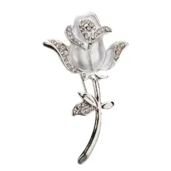 Elegante broche met kristallen roosBroches