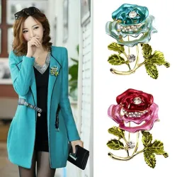 Modieuze broche - met 3D kristallen roosBroches