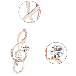 Luxurious gold brooch - with crystal music noteBrooches