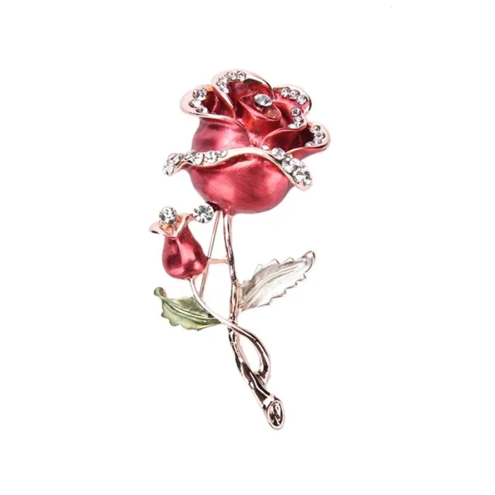 Luxe broche met dubbele kristallen roosBroches