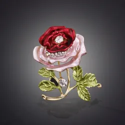 Kristal dubbele kleur roos met kristal - brocheBroches