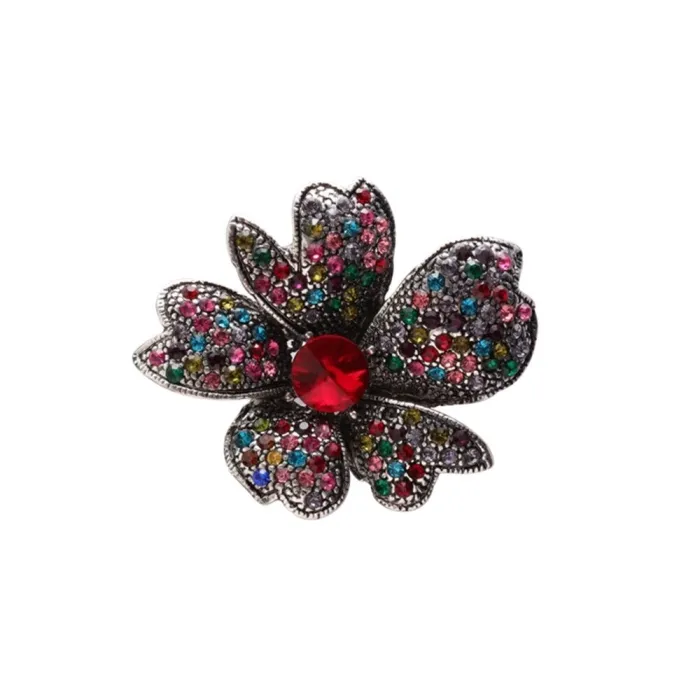 Broche met kristallen narcissen - veelkleurige strass steentjesBroches
