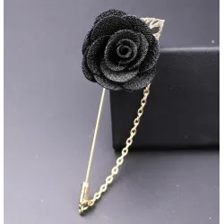 Modieuze broche met roos / ketting - lange naald - unisexBroches