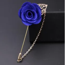 Modieuze broche met roos / ketting - lange naald - unisexBroches