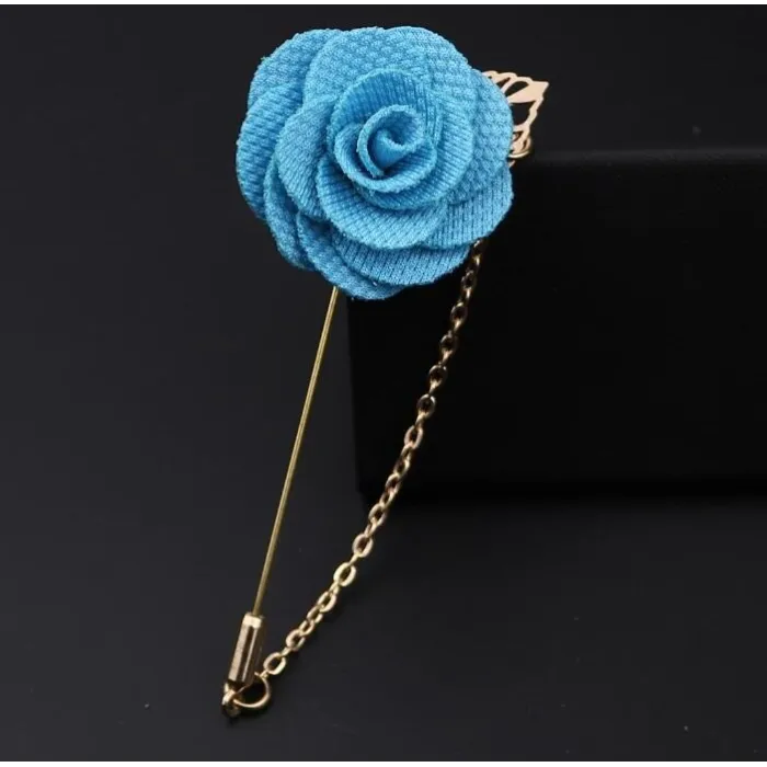 Modieuze broche met roos / ketting - lange naald - unisexBroches