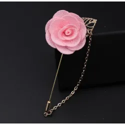 Modieuze broche met roos / ketting - lange naald - unisexBroches