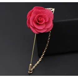 Modieuze broche met roos / ketting - lange naald - unisexBroches